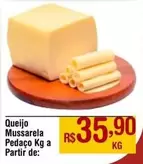 Oferta de Queijo Mussarela Pedaço por R$35,9 em Max Atacadista