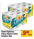 Oferta de Clarys - Papel Higiênico Neutro Folha Simples por R$9,9 em Max Atacadista