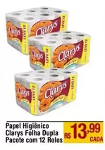 Oferta de Clarys - Papel Higiênico por R$13,99 em Max Atacadista