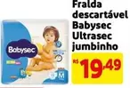 Oferta de Babysec - Fralda Descartável Ultrasec Jumbinho por R$19,49 em Extra