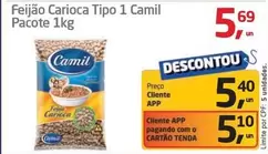 Oferta de Camil - Feijão Carioca Tipo 1 por R$5,69 em Tenda Atacado