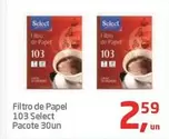 Oferta de Select - Filtro De Papel 103 Pacote 30un por R$2,59 em Tenda Atacado