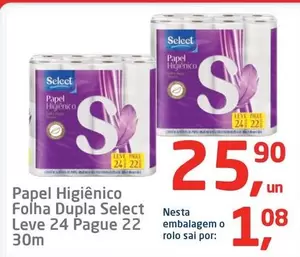 Oferta de Select - Papel Higiênico Folha Dupla por R$25,9 em Tenda Atacado