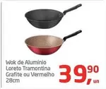 Oferta de Tramontina - Wok De Alumínio Loreto Grafite Ou Vermelho por R$39,9 em Tenda Atacado