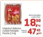 Oferta de Perdigão - Linguiça Calabresa Curada por R$47,45 em Tenda Atacado