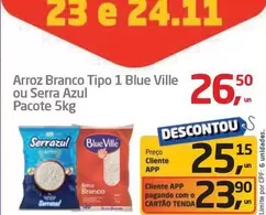 Oferta de Serra - Arroz Branco Tipo 1 Blue Ville Ou Azul Pacote por R$26,5 em Tenda Atacado