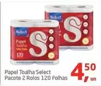 Oferta de Select - Papel Toalha Pacote 2 Rolos 120 Folhas por R$4,5 em Tenda Atacado