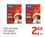 Oferta de Select - Filtro De Papel 103 Pacote 30un por R$2,69 em Tenda Atacado