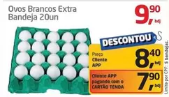 Oferta de Extra - Ovos Brancos Extra Bandeja 20un por R$9,9 em Tenda Atacado