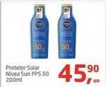 Oferta de Nivea Sun - Protetor Solar Fps 50 por R$45,9 em Tenda Atacado