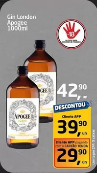 Oferta de Gin London Aopgee por R$42,9 em Tenda Atacado