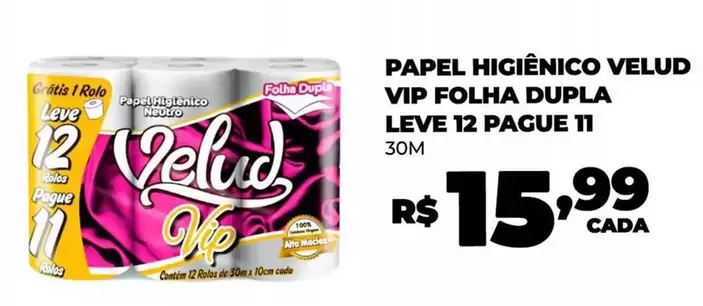 Oferta de Leve - Papel Higiênico Vip Folha Dupla por R$15,99 em Fort Atacadista