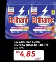 Oferta de Brilhante - Lava-Roupas Em Pó Limpeza Total Bag 400g por R$4,85 em Assaí Atacadista