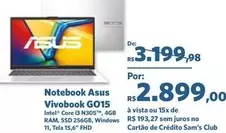 Oferta de Asus - Notebook Vivobook GO15 por R$2899 em Sam's Club