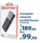 Oferta de Carregador Universal Portatil Geonav por R$99 em Sam's Club