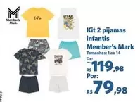 Oferta de Member's Mark - Kit 2 Pijamas Infantis por R$79,98 em Sam's Club