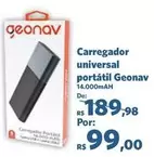 Oferta de Carregador Universal Portatil Geonav por R$99 em Sam's Club