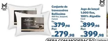 Oferta de Conjunto de Travaseiros Bellissimo por R$279,98 em Sam's Club