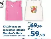 Oferta de Member's Mark - Kit 2 Blusas Ou Camisetas Infantis por R$59,98 em Sam's Club