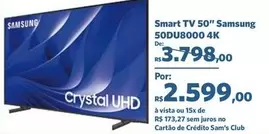 Oferta de Samsung - Smart TV 50" 50DU8000 4K por R$2599 em Sam's Club