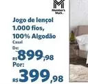 Oferta de Jogo de lencol 1000 fios, 100% Algodão por R$399,98 em Sam's Club