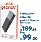 Oferta de Carregador Universal Portatil Geonav por R$99 em Sam's Club