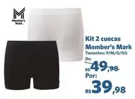 Oferta de Kit 2 Cuecas por R$39,98 em Sam's Club