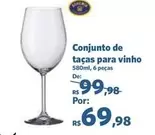 Oferta de Conjunto De Taças Para Vinho por R$69,98 em Sam's Club