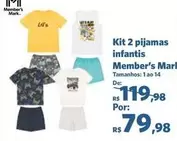 Oferta de Kit 2 Pijamas Infantis por R$79,98 em Sam's Club