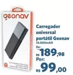 Oferta de Carregador Universal Portatil Geonav por R$99 em Sam's Club