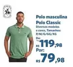 Oferta de Polo - Polo Masculina Classic por R$79,98 em Sam's Club