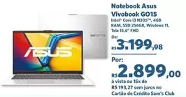 Oferta de Asus - Notebook Vivobook GO15 por R$3199,98 em Sam's Club