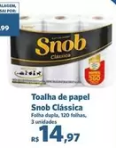 Oferta de Snob - Toalha De Papel  Clássica por R$14,97 em Sam's Club