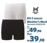 Oferta de Kit 2 Cuecas por R$39,98 em Sam's Club