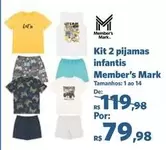 Oferta de Kit 2 Pijamas Infantis por R$79,98 em Sam's Club