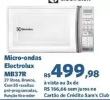 Oferta de Electrolux - Micro-ondas Mb37r por R$499,98 em Sam's Club