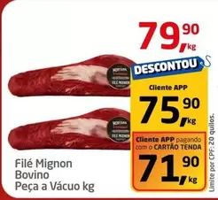 Oferta de Bovino - Filé Mignon Bovino Peça A Vácuo por R$79,9 em Tenda Atacado