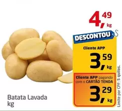 Oferta de Batata Lavada por R$4,49 em Tenda Atacado