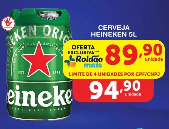 Oferta de Heineken - Cerveja por R$89,9 em Roldão