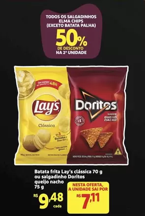 Oferta de Lay's - Batata Frita  Classica Ou Saladiaho Doritos por R$9,48 em Mini Extra