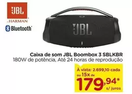 Oferta de JBL - Caixa De Som Boombox 3 Sblkbr por R$179,94 em Carrefour