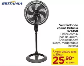 Oferta de Britânia - Ventilador De Coluna Bvt450 por R$259 em Carrefour