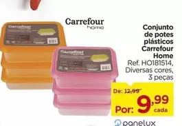 Oferta de Carrefour - Conjunto de potes plásticos Home por R$9,99 em Carrefour