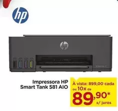 Oferta de HP - Impressora  Smart Tank 581 AIO por R$899 em Carrefour