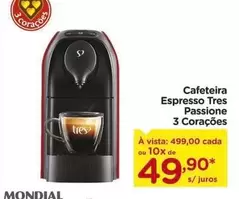 Oferta de 3 Corações - Cafeteira Espresso Tres Passione por R$49,9 em Carrefour