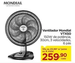 Oferta de Mondial - Ventilador Vtx50 por R$259,9 em Carrefour