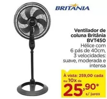 Oferta de Britânia - Ventilador De Coluna Bvt450 por R$259 em Carrefour