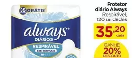 Oferta de Always - Protetor Diário por R$35,2 em Carrefour