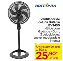 Oferta de Britânia - Ventilador De Coluna Bvt450 por R$259 em Carrefour