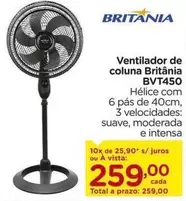 Oferta de Britânia - Ventilador De Coluna Bvt450 por R$259 em Carrefour